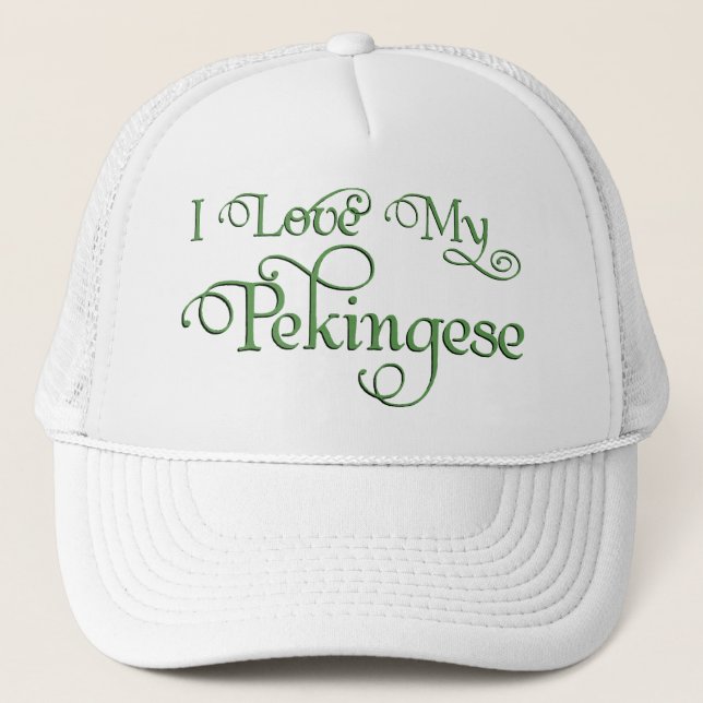Love My Pekingese Green Trucker Hat (Front)