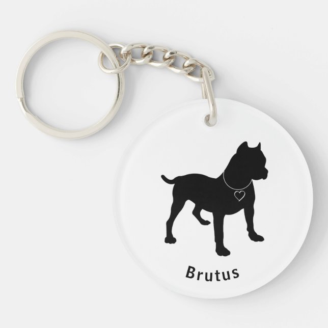 Love My Pittie Customisable Dbl Sided Keychain (Front)