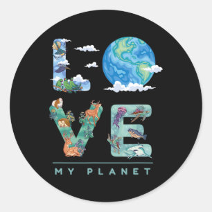 Love My Planet Earth Day Environment  Classic Round Sticker