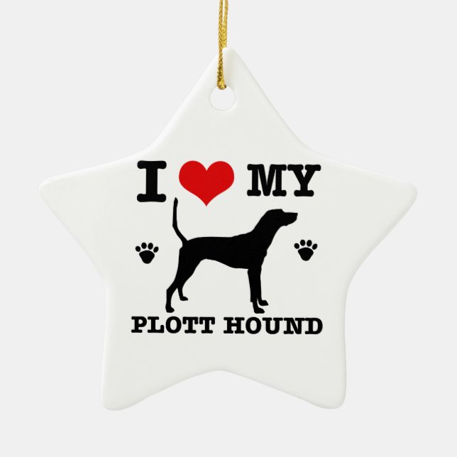 Love my plott hound ceramic tree decoration (Front)