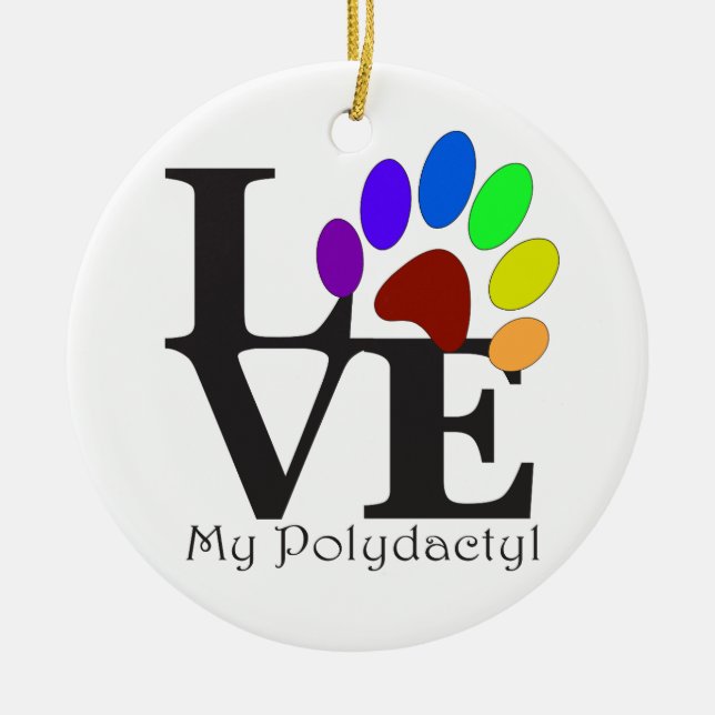LOVE My Polydactyl Ceramic Tree Decoration (Front)