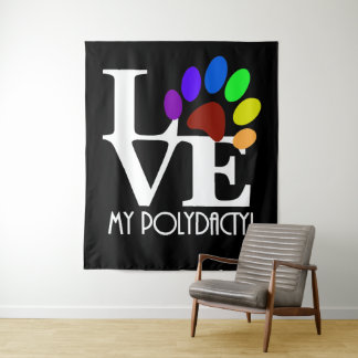 LOVE My Polydactyl (white text) Tapestry