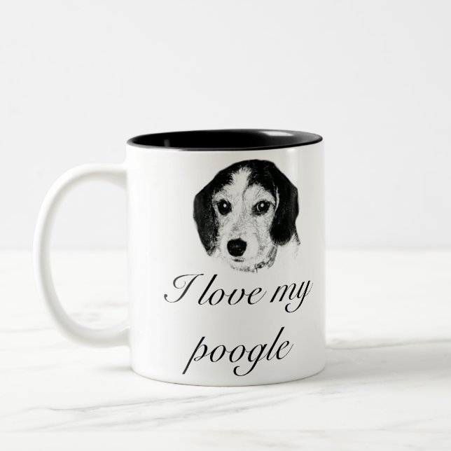 Love my poogle  Two-Tone coffee mug (Left)