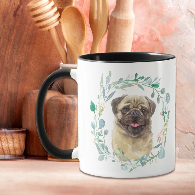 Love My Pug Wreath Coffee Mug (Creator Uploaded)