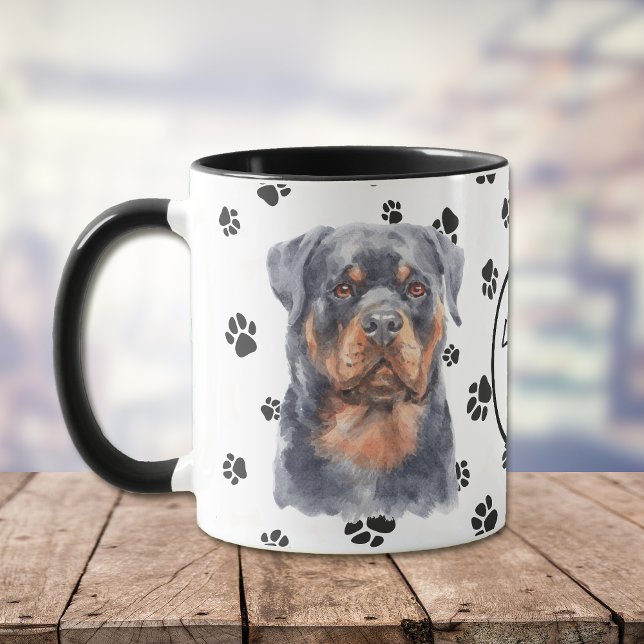 Love My Rottweiler Dog Pawprint Mug (Creator Uploaded)