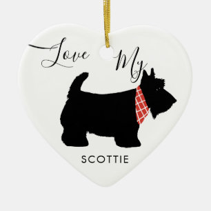 Love My Scottie Scottish Terrier Holiday Ceramic Tree Decoration