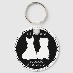 Love My Scottie & Westie Key Ring