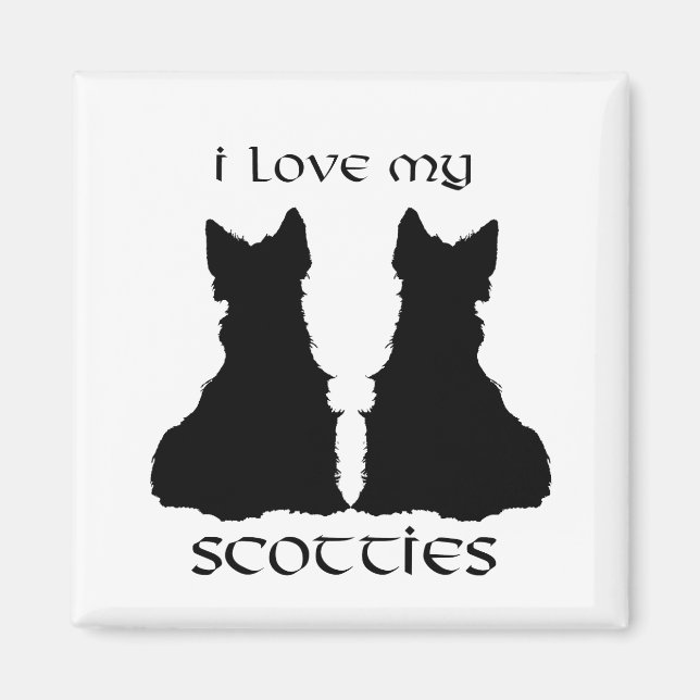 Love My Scotties Silhouette Magnet (Front)