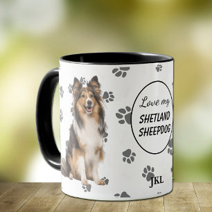 Love My Shetland Sheepdog Dog Pawprint Mug