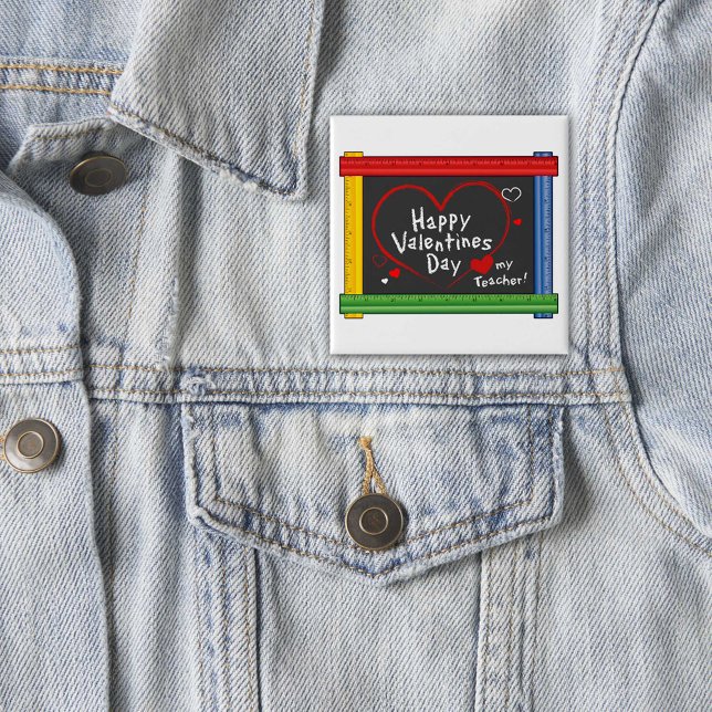 Love My Teacher! Happy Valentine's Day! 15 Cm Square Badge (Love My Teacher! Happy Valentine's Day! Button!)