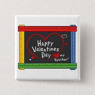 Love My Teacher! Happy Valentine's Day! 15 Cm Square Badge