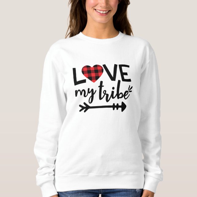 Love My Tribe Red Buffalo Plaid Sweatshirt (Front)
