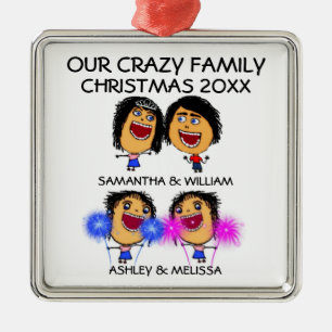Love My Two Daughters Cartoon Christmas Ornament