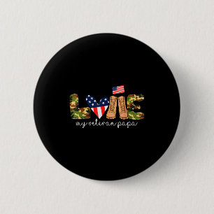Love My Veteran Papa Proud Military Grandpa Usa Fl 6 Cm Round Badge