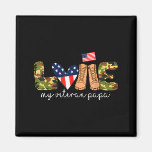 Love My Veteran Papa Proud Military Grandpa Usa Fl Magnet