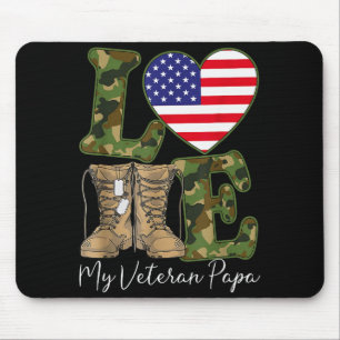 Love My Veteran Papa Proud Military Grandpa Usa Fl Mouse Pad