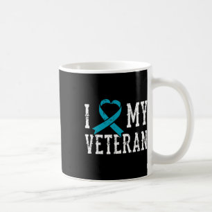 Love My Veteran Teal Ribbon Ptsd Outfit Gift Idea Coffee Mug