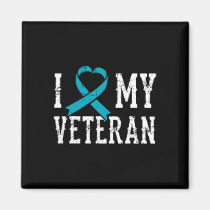 Love My Veteran Teal Ribbon Ptsd Outfit Gift Idea  Magnet