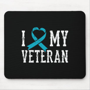 Love My Veteran Teal Ribbon Ptsd Outfit Gift Idea Mouse Pad