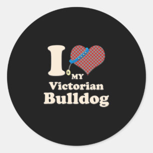 Love My Victorian Bulldog Heart Dog Owner Classic Round Sticker