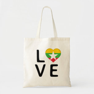 Love - Myanmar Flag Tote Bag