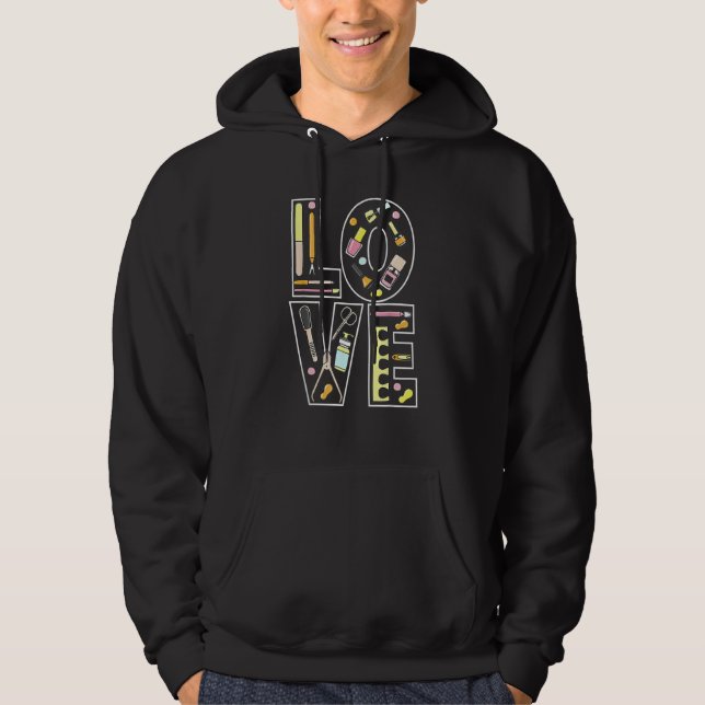 Love Nail Tech Manicurist Artist Woman Polished Te Hoodie (Front)