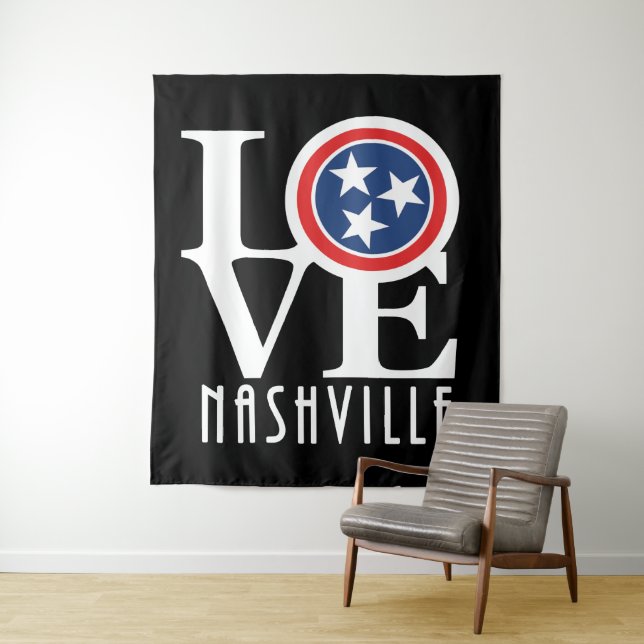 LOVE Nashville (white text) Tapestry (In Situ)