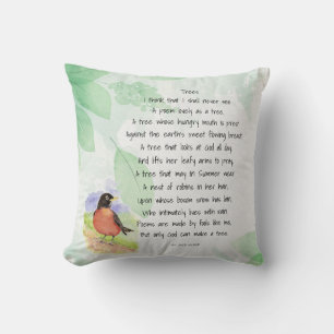 Love Nature Inspirational Poem Trees Kilmer Cushion