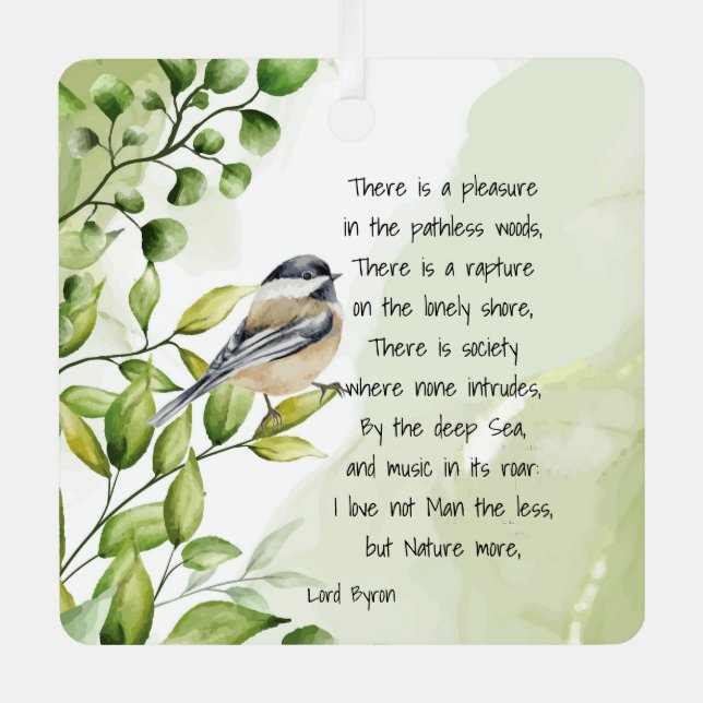 Love Nature Inspirational Quote Lord Byron  Cerami Metal Tree Decoration (Front)