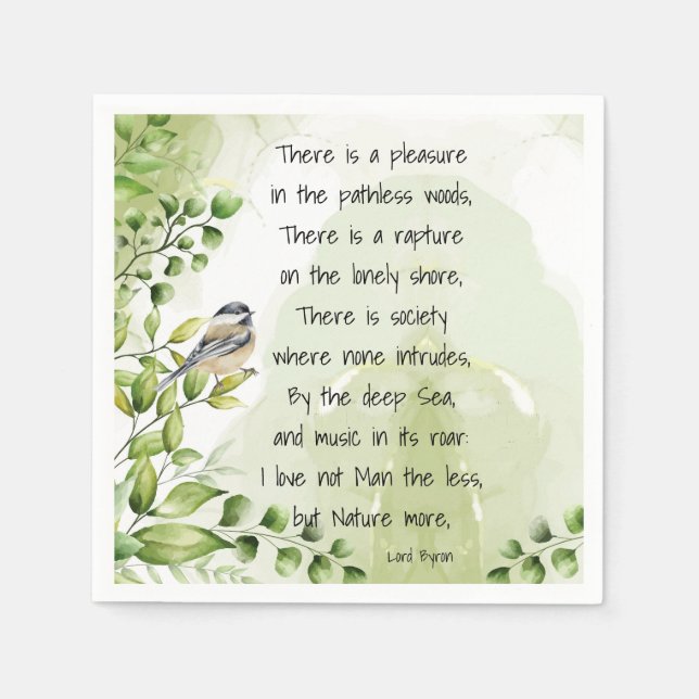 Love Nature Inspirational Quote Lord Byron  Napkin (Front)