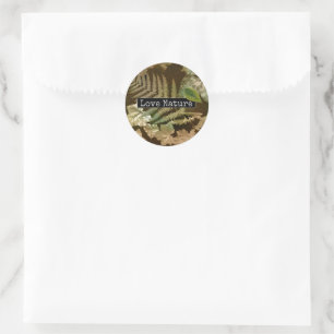 Love Nature Leafs and Ferns Classic Round Sticker