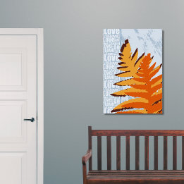 Love Nature Stylised Blue & Orange Fern Leaves Poster