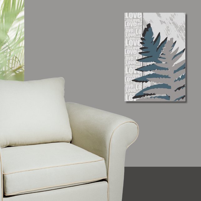 Love Nature Stylised Grey Fern Leaves Poster (Love Nature Stylized Gray Fern Leaves Poster)