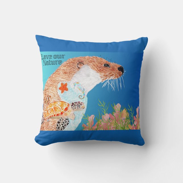 Love  nature with Otters  Cushion (Front)