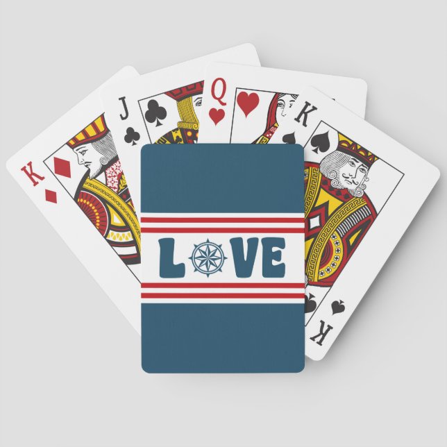 Love nautical design playing cards (Back)