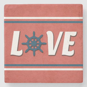 Love nautical design stone coaster