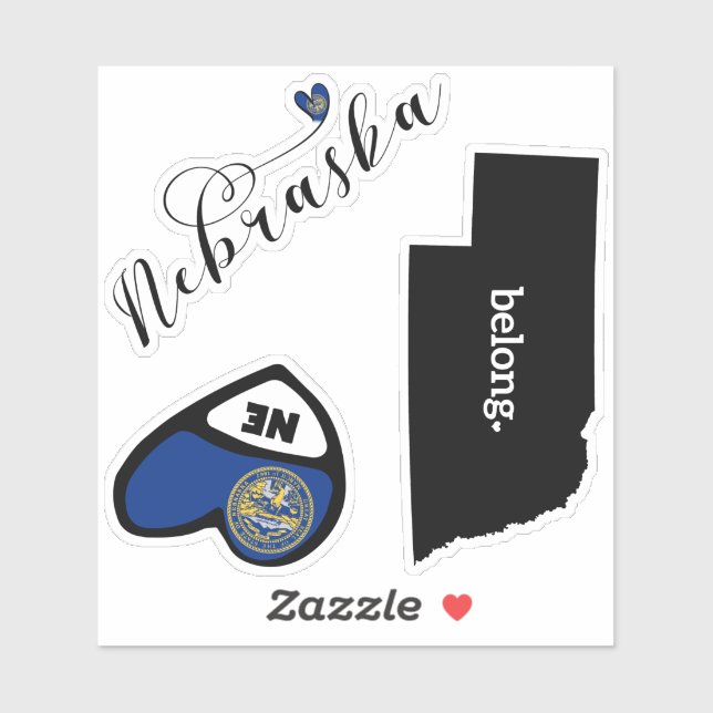 Love Nebraska, 3 Designs, Die Cut Stickers (Sheet)