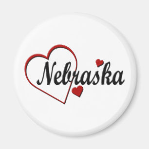 Love Nebraska Hearts Magnet