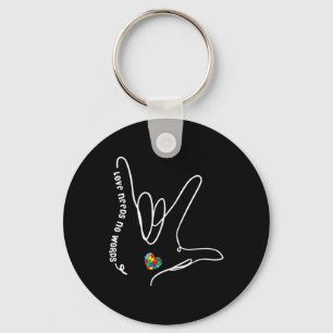 Love Needs No Words ASL Puzzle Piece Heart Autism  Key Ring