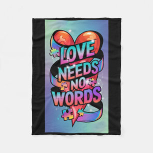 Love Needs No Words Autism Awareness Boy Girl Fleece Blanket