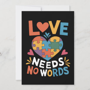 Love Needs No Words Autism Awareness Invitation