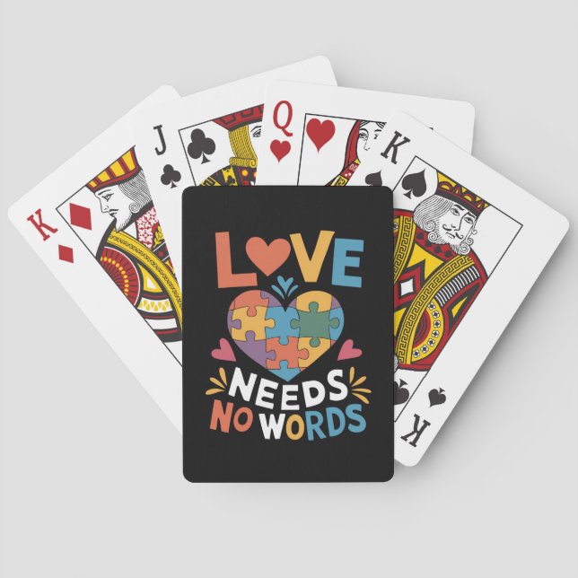 Love Needs No Words Autism Awareness Playing Cards (Back)