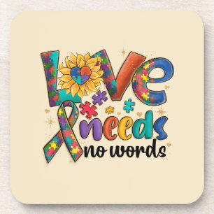 Love Needs No Words - Autism Awareness Sunflower Coaster