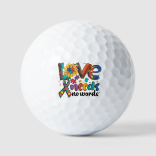 Love Needs No Words - Autism Awareness Sunflower Golf Balls