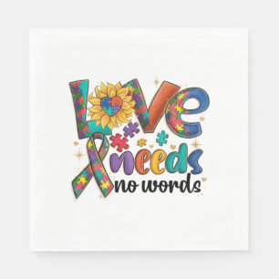 Love Needs No Words - Autism Awareness Sunflower Napkin