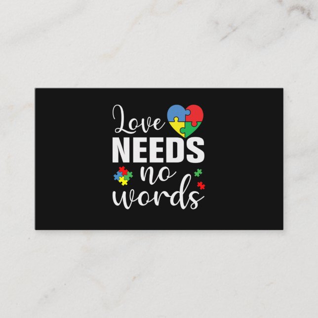 Love Needs No Words Autism Business Card (Front)