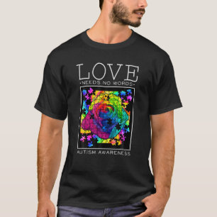 Love Needs No Words Colourful Puzzles Autism Aware T-Shirt