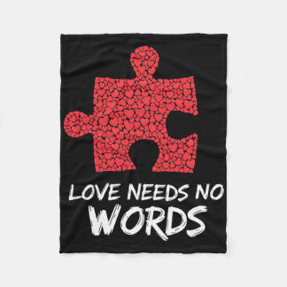 Love Needs No Words Puzzle Heart Design Fleece Blanket