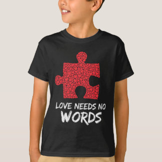 Love Needs No Words Puzzle Heart Design T-Shirt