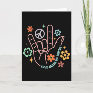 Love Needs No Words Retro Hand Sign Groovy Autism Card